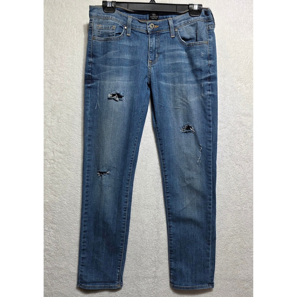 JUST BLACK Jeans Womens‎ Size 27 Blue Ripped Distressed Skinny Denim Made in USA
